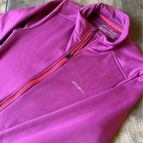 Eddie Bauer Outdoor Jacket Womens Large Freeheat Zip Purple Stretch Fleece lined - Picture 4 of 5